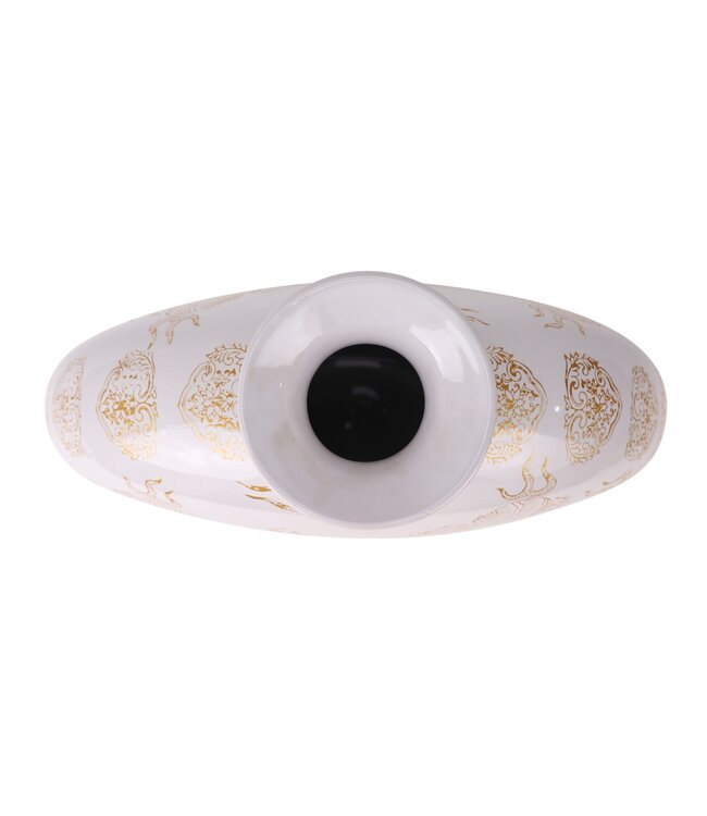 Vase Chinois Porcelaine Blanc Dragon Peint à la Main L32xP12xH34cm