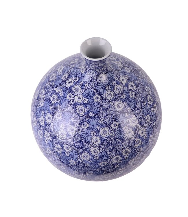 Chinese Vase Porcelain Blue Blossoms Hand-Painted D36xH44cm