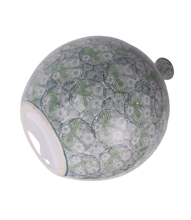 Chinese Vaas Porselein Groen Bloesems Handgeschilderd D36xH44cm