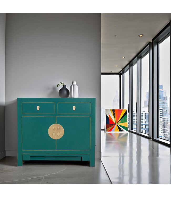 Armoire Chinoise Sarcelle - Orientique Collection L90xP40xH80cm