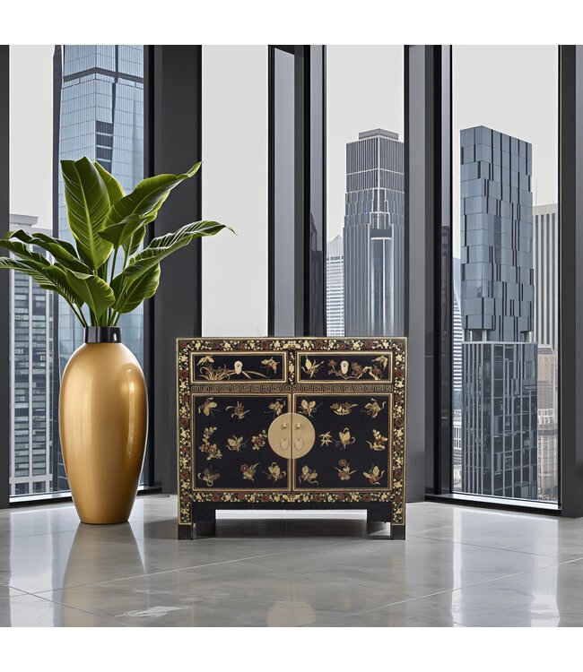 Chinese Cabinet Black Butterflies Hand-Painted - Orientique Collection W90xD40xH80cm