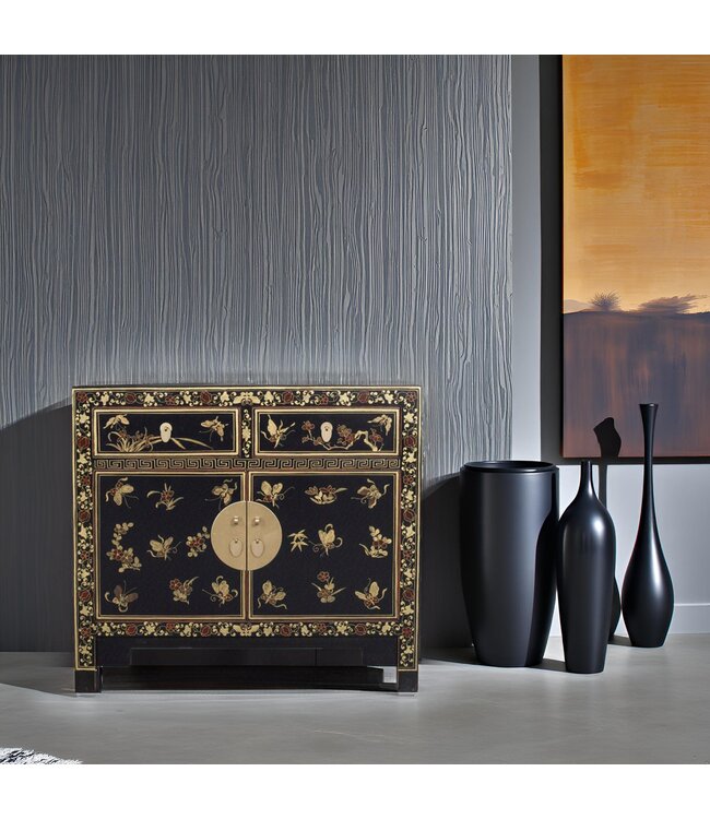 Chinese Cabinet Black Butterflies Hand-Painted - Orientique Collection W90xD40xH80cm