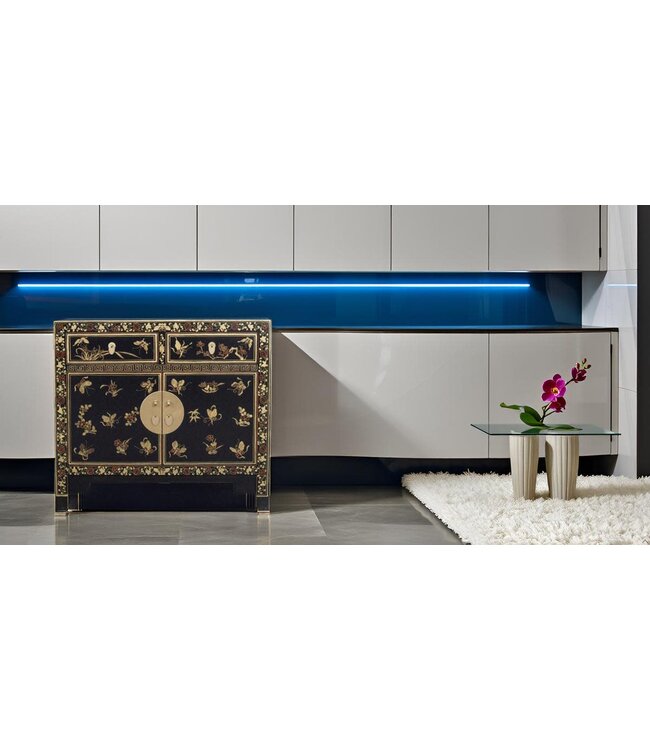 Chinese Cabinet Black Butterflies Hand-Painted - Orientique Collection W90xD40xH80cm