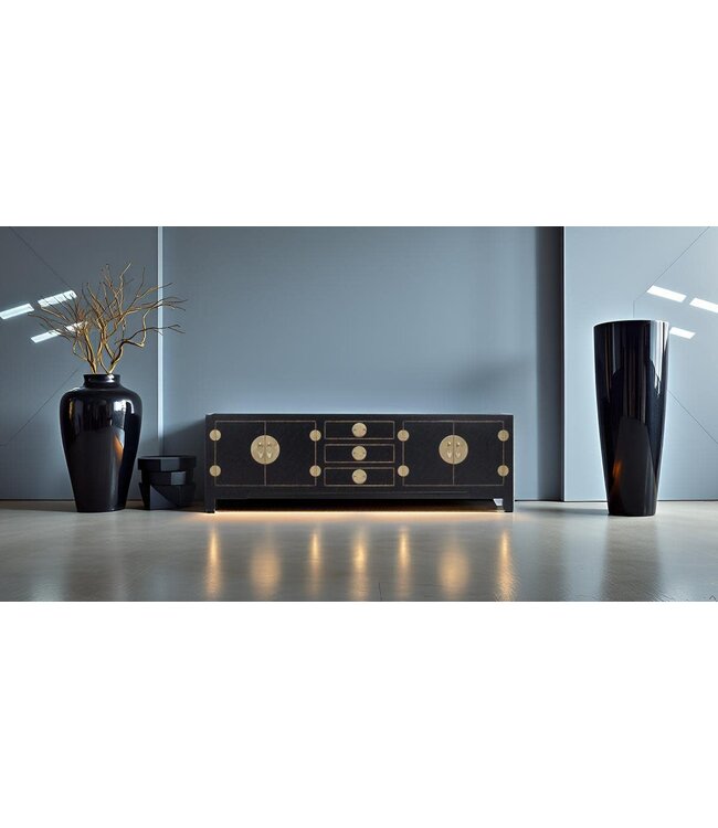 Chinese TV Kast Onyx Zwart - Orientique Collectie B175xD47xH54cm