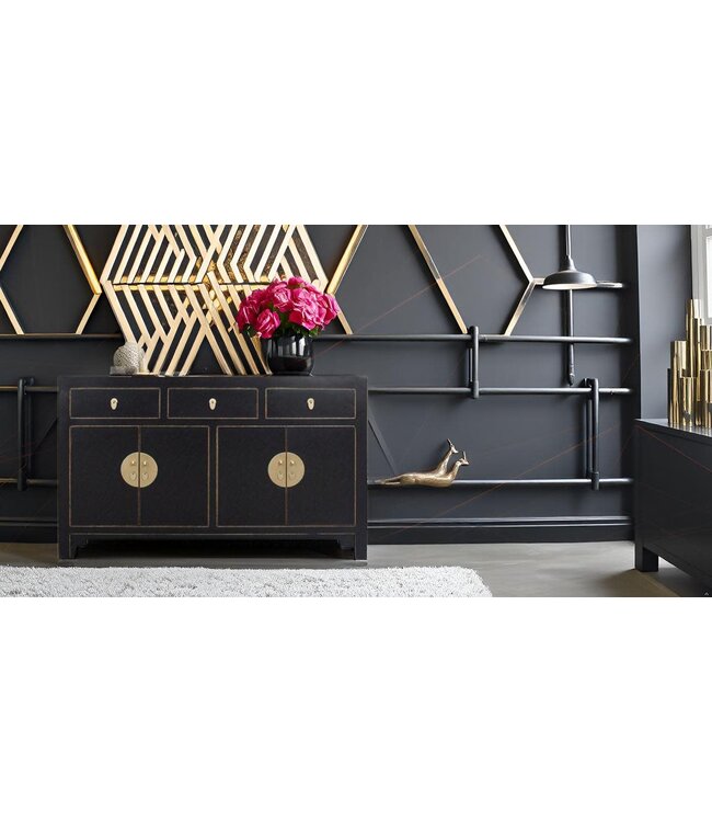 Credenza Cinese Onice Nero - Orientique Collezione L140xP35xA85cm