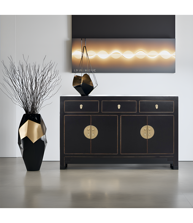 Chinese Sideboard Onyx Black - Orientique Collection W140xD35xH85cm