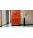 Armoire de Mariage Chinoise Ancienne Bleu Or Laquée Peinte à la Main L105xP50xH188cm