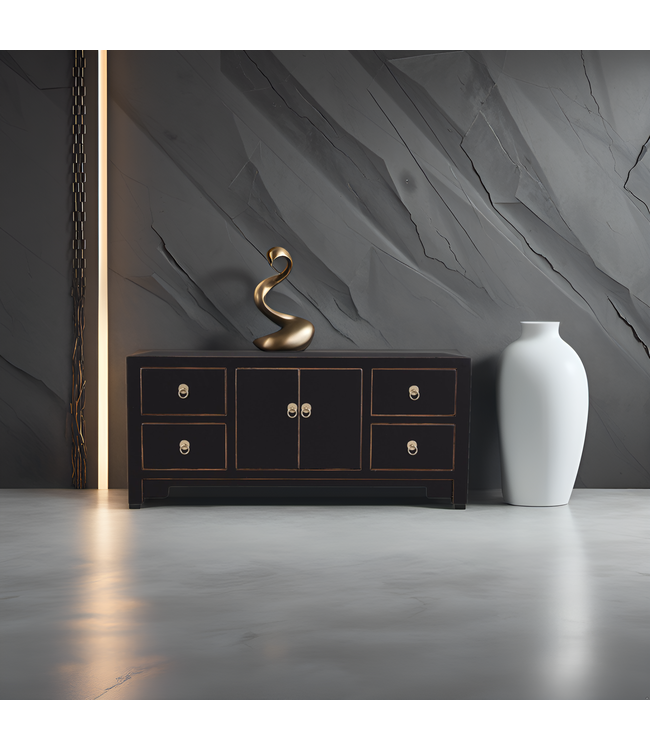 Chinese TV Kast Onyx Zwart - Orientique Collectie B106xD45xH46cm