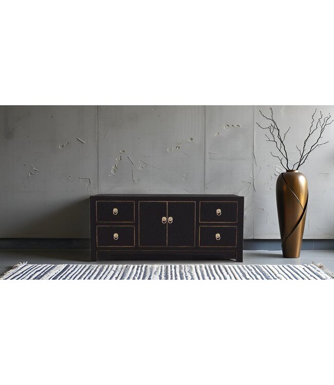 Meuble TV Chinois Onyx Noir - Orientique Collection L106xP45xH46cm