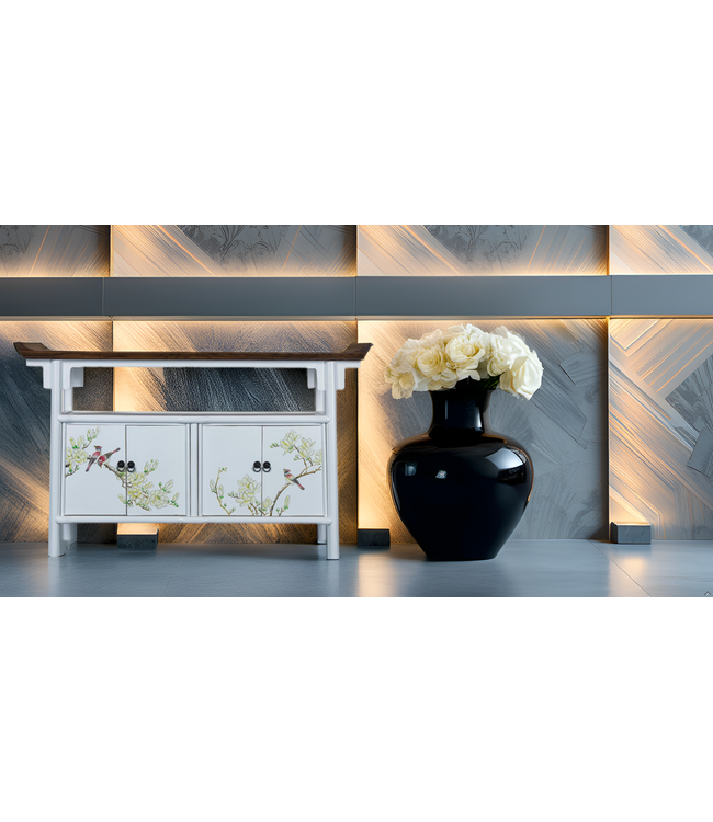 Chinesisches Sideboard Weiß Tibetisch Inspiriert Handgemalt B143xT37xH87cm