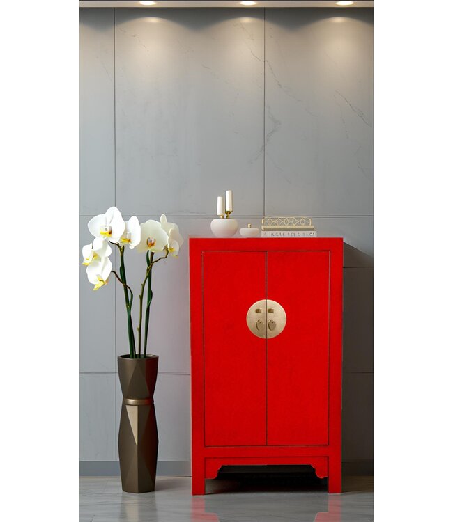 Armoire Chinoise Lucky Rouge - Orientique Collection L70xP40xH120cm