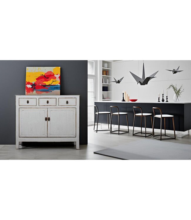 Antikes Chinesisches Sideboard Weiss Hochglanz B101xT39xH88cm
