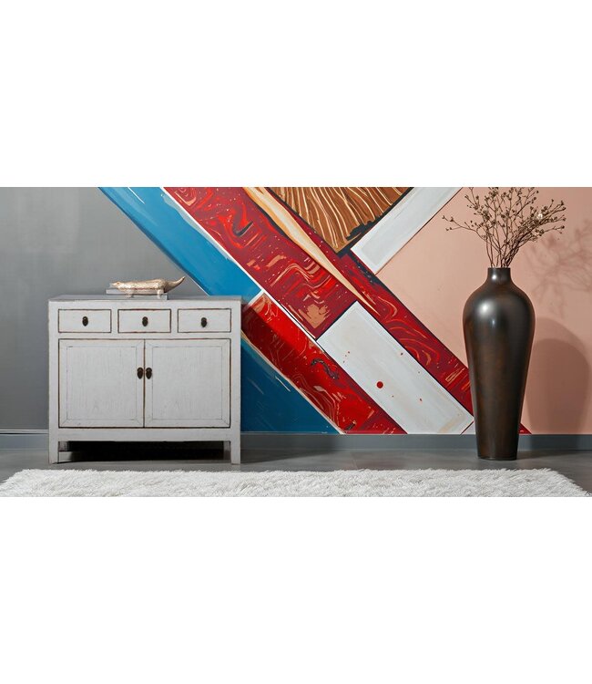 Buffet Chinois Ancien Blanc Haute Brillance L101xP39xH88cm