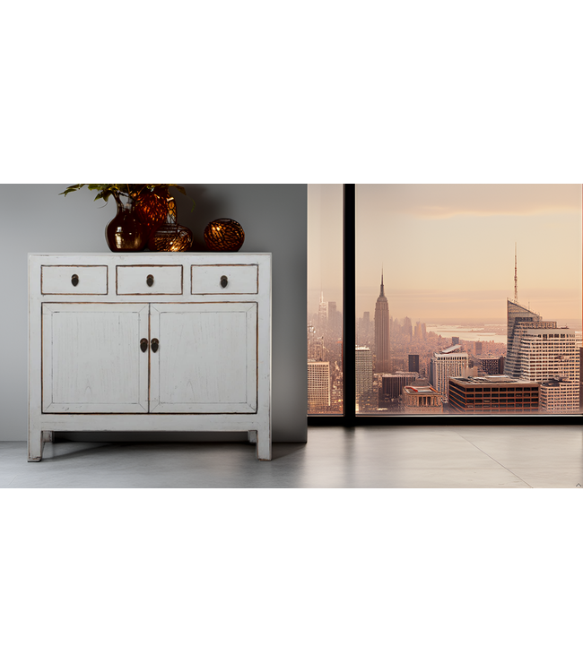 Credenza Cinese Antica Bianca Lucida L101xP39xA88cm