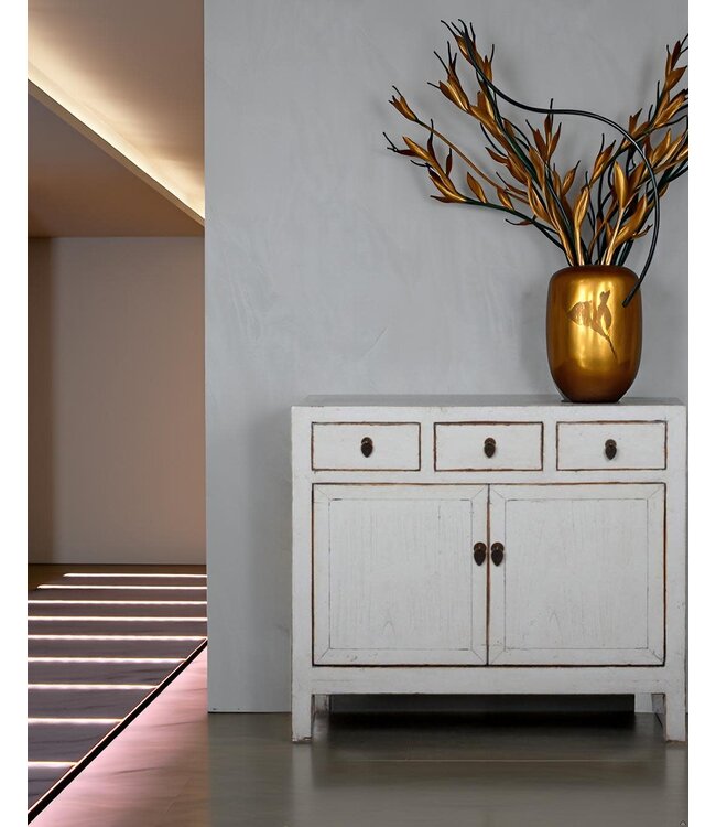 Antikes Chinesisches Sideboard Weiss Hochglanz B101xT39xH88cm