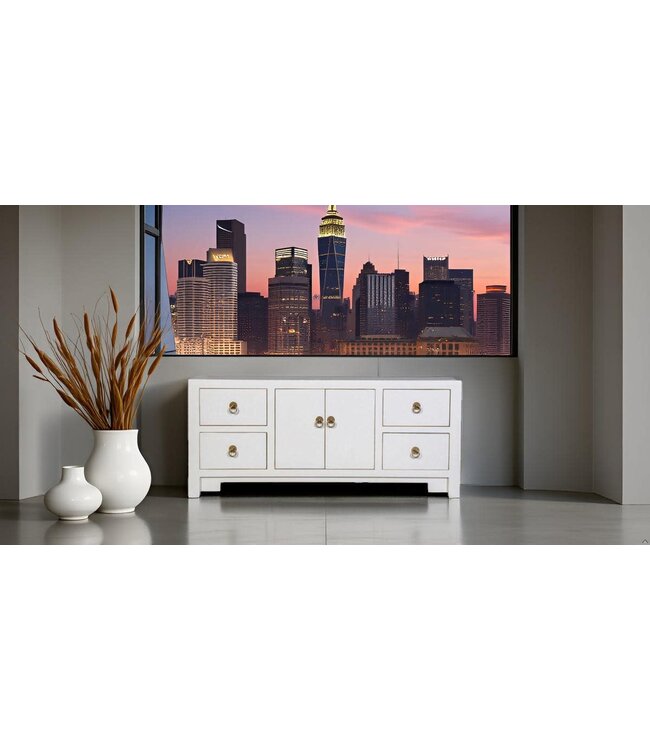 Chinese TV Kast Sneeuw Wit - Orientique Collectie B106xD45xH46cm