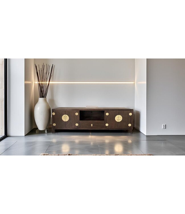 Chinese TV Kast Bruin Handgevlochten Bamboe Earthy Brown B190xD56xH56cm