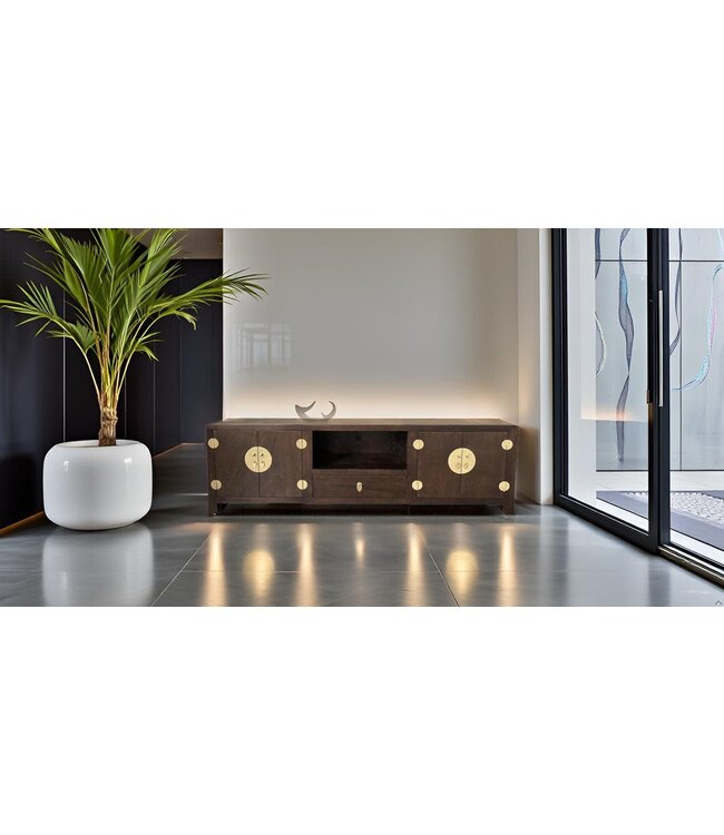 Mueble TV Chino con Bambú Trenzado a Mano Earthy Marrón An190xP56xAl56cm