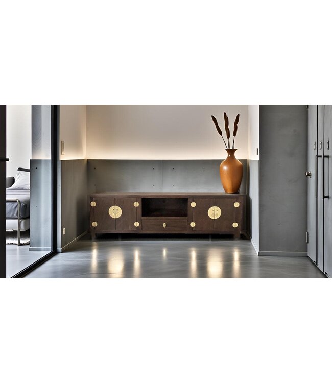 Meuble TV Chinois Bambou Tressé Earthy Marron L190xP56xH56cm