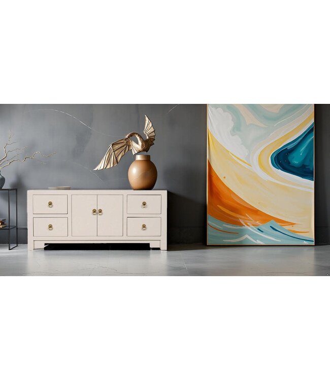 Chinese TV Cabinet Moonshine Greige - Orientique Collection W106xD45xH46cm