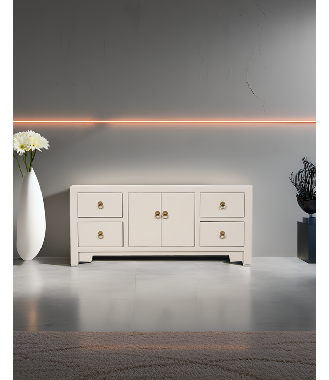 Chinese TV Cabinet Moonshine Greige - Orientique Collection W106xD45xH46cm