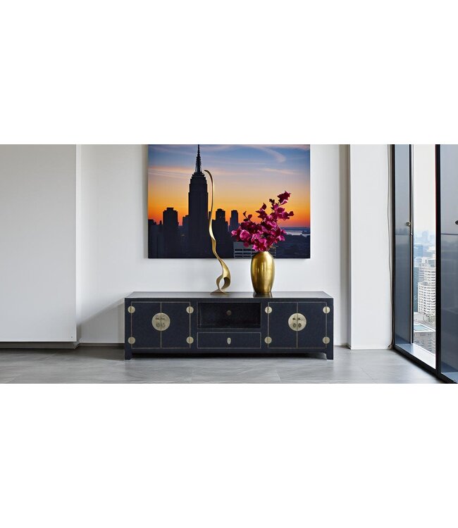 Meuble TV Chinois Noir Bambou L190xP56xH56cm