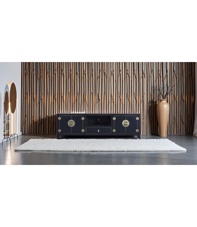 Meuble TV Chinois Noir Bambou L190xP56xH56cm