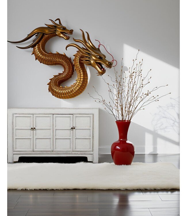 Credenza Cinese Bianca Lucida L145xP40xA89cm