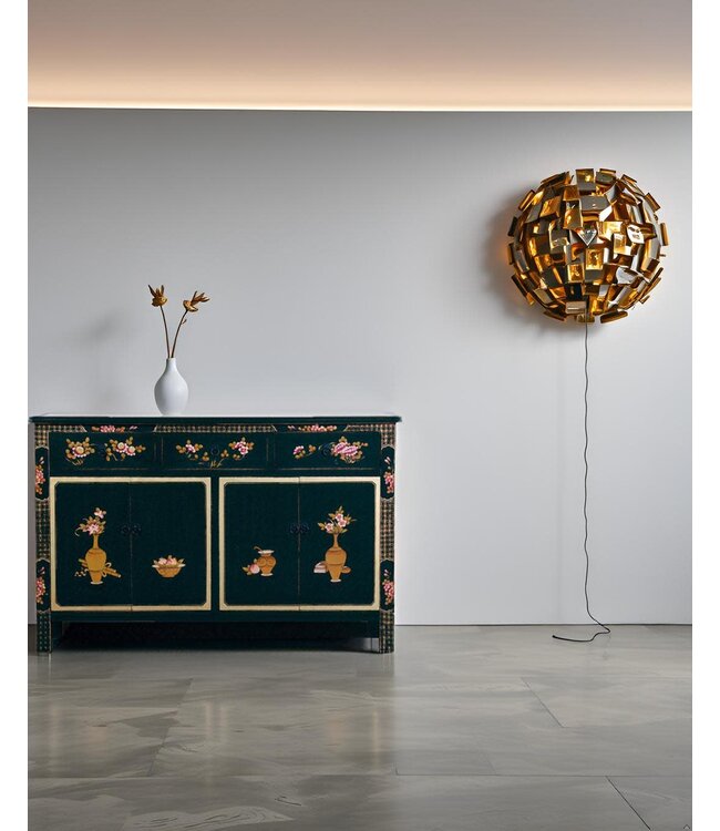 Chinese Dressoir Zwart Handgeschilderd B140xD34xH90cm