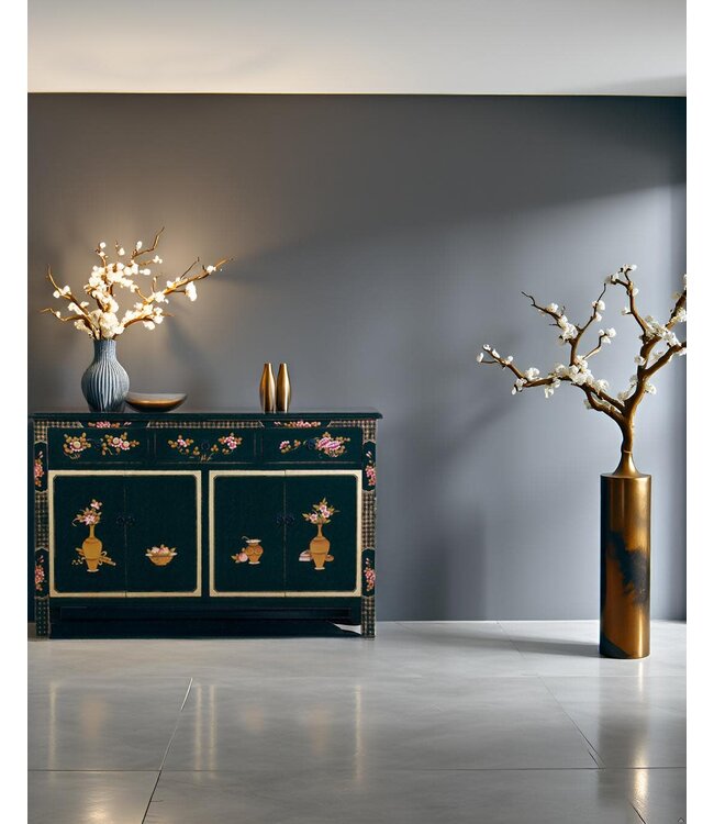 Chinese Dressoir Zwart Handgeschilderd B140xD34xH90cm