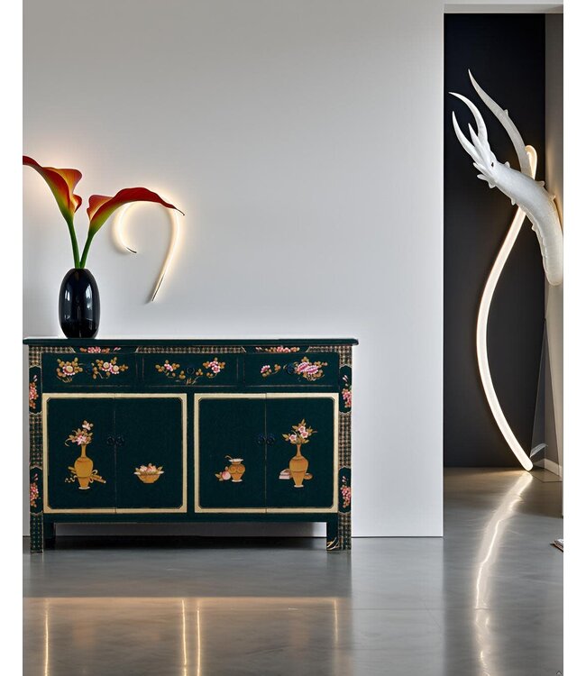 Chinese Sideboard Black Hand-Painted W140xD34xH90cm