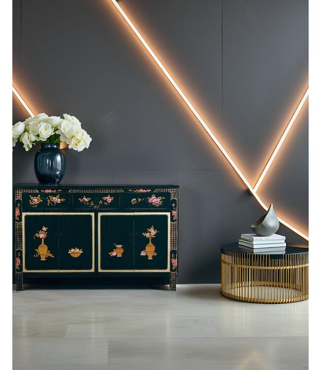 Credenza Cinese Nero Dipinto a Mano L140xP34xA90cm