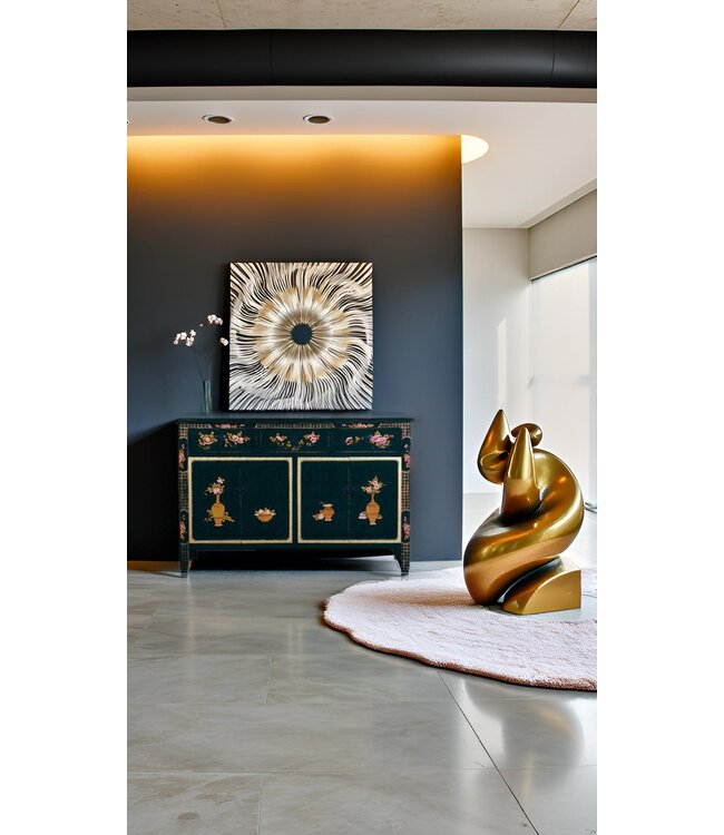 Chinese Sideboard Black Hand-Painted W140xD34xH90cm