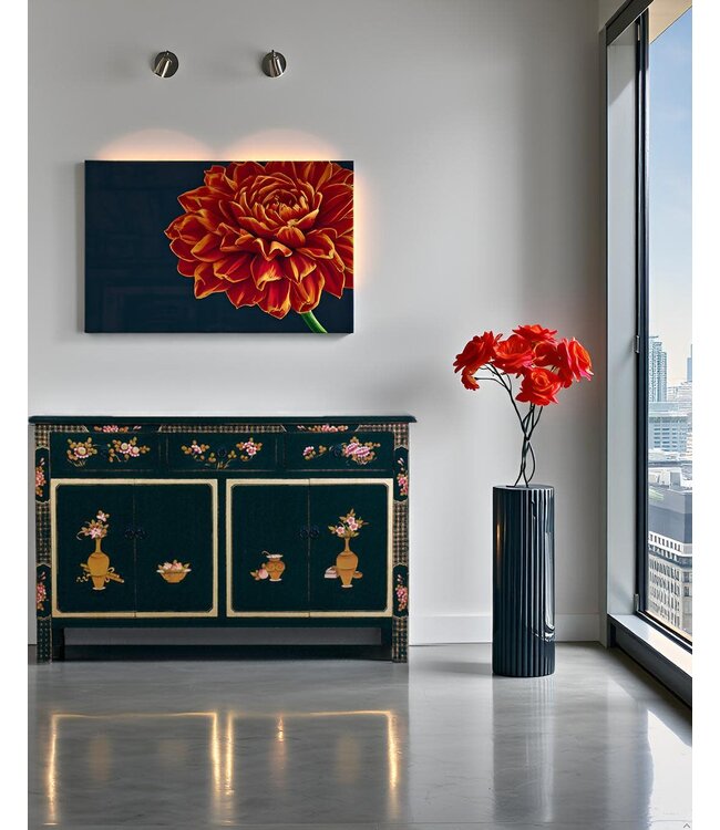 Buffet Chinois Noir Peint à la Main L140xP34xH90cm