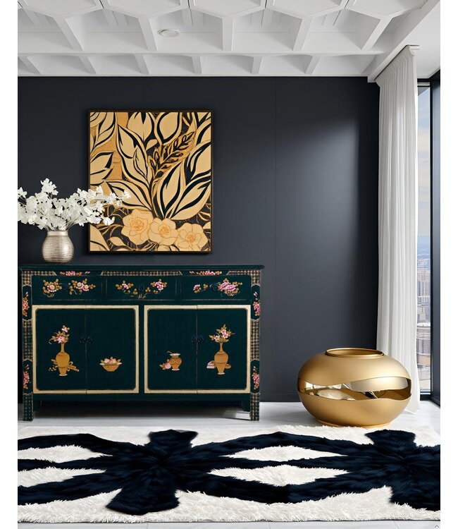 Buffet Chinois Noir Peint à la Main L140xP34xH90cm