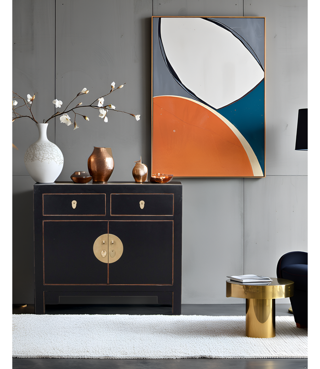 Chinese Kast Onyx Zwart - Orientique Collectie B90xD40xH80cm