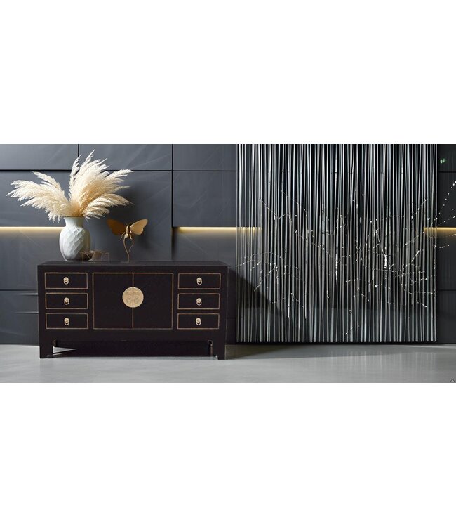Meuble TV Chinois Onyx Noir - Orientique Collection L121xP37xH61cm