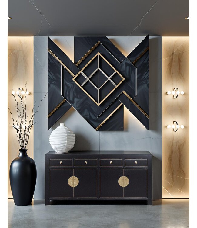 Chinesisches Sideboard Onyx Schwarz - Orientique Kollektion B180xT40xH85cm