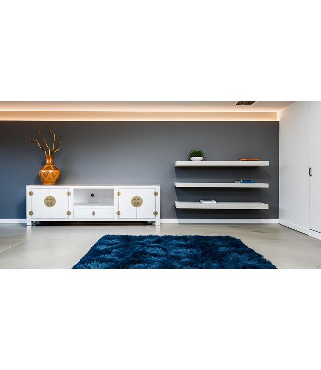 Meuble TV Chinois Blanc Bambou L190xP56xH56cm