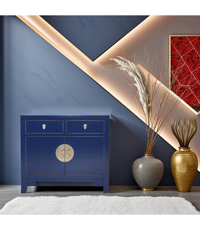 Armoire Chinoise Bleu Nuit - Collection Orientique L90xP40xH80cm