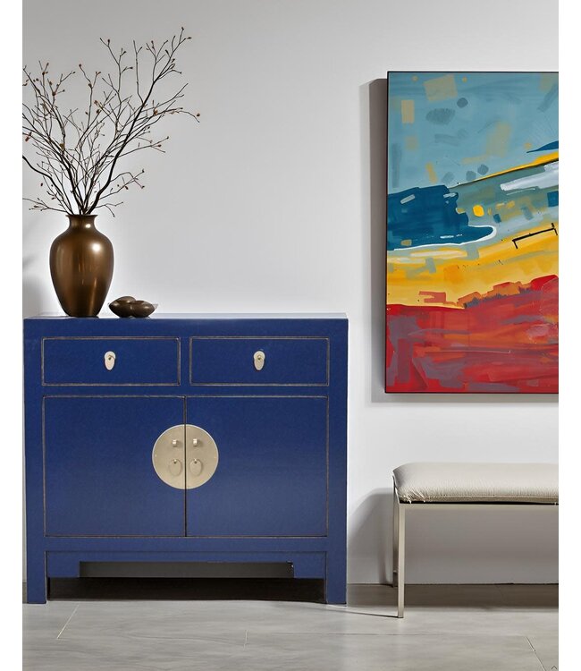 Armoire Chinoise Bleu Nuit - Collection Orientique L90xP40xH80cm