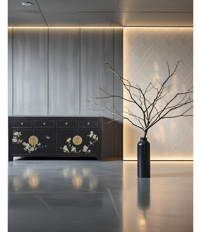 Chinese Dressoir Onyx Zwart Handbeschilderd - Orientique Collectie B180xD40xH85cm