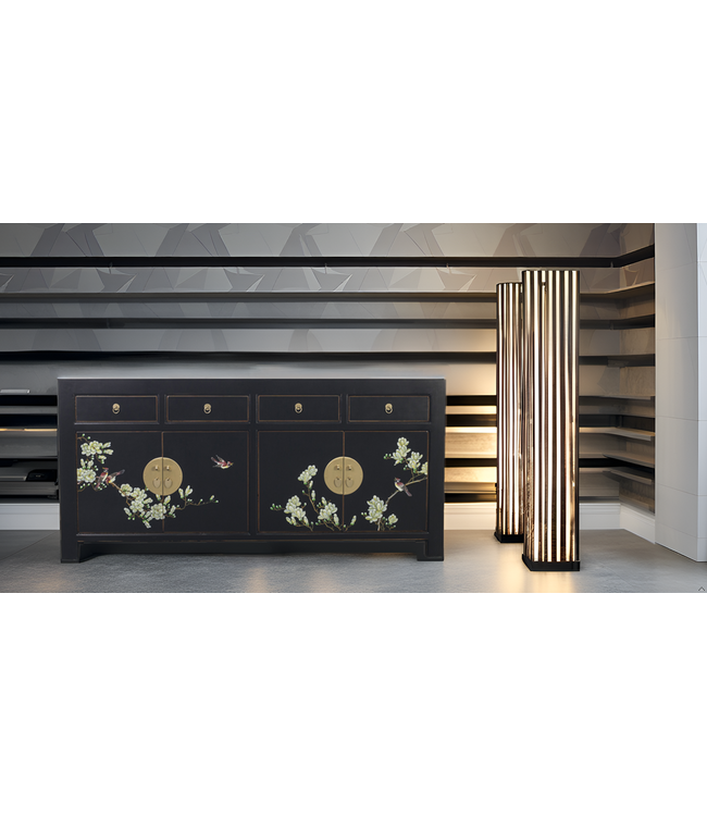 Aparador Chino Ónix Negro Pintado a Mano - Orientique Colección An180xP40xAl85cm