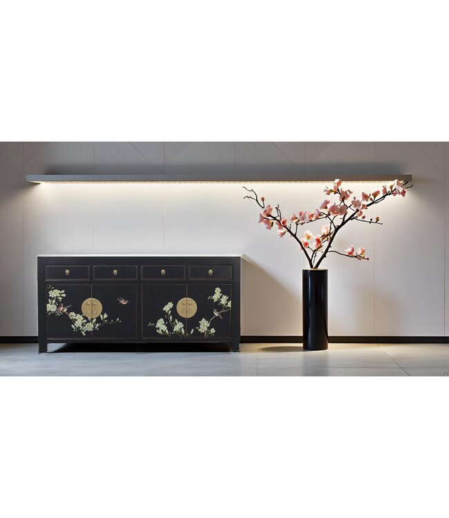 Chinese Sideboard Onyx Black Handpainted - Orientique Collection W180xD40xH85cm