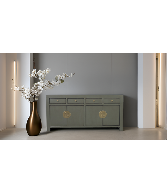 Chinesischer Sideboard Olivgrau - B180xT40xH85cm