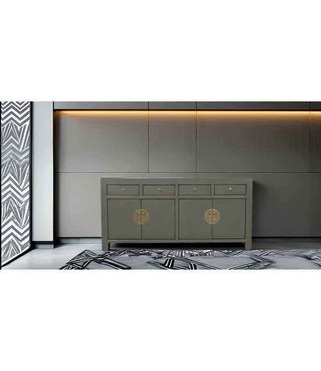 Chinesischer Sideboard Olivgrau - B180xT40xH85cm