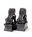 Chinese Foo Dogs Tempel Bewakers Leeuwen Porselein Zwart Set/2 Handgemaakt B6xD8xH15cm