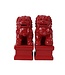 Juego de Perros Chinos Foo  Guardianes de Templo Leones Rojo/2 Porcelana Hecha a Mano An6xP8xAl15cm