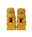 Chinese Foo Dogs Tempel Bewakers Leeuwen Porselein Geel Set/2 Handgemaakt B6xD8xH15cm