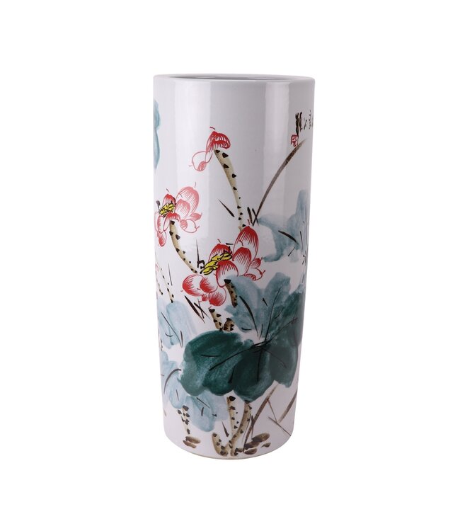 Portaombrelli in Ceramica Vaso Fiori di Prugno Dipinto a Mano D24xA57cm